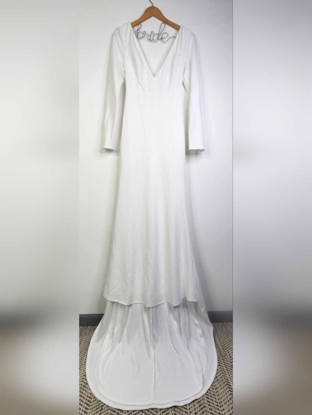 Extravagant Love White Backless Long Sleeve Ruched Maxi Dress, Large